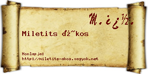 Miletits Ákos névjegykártya